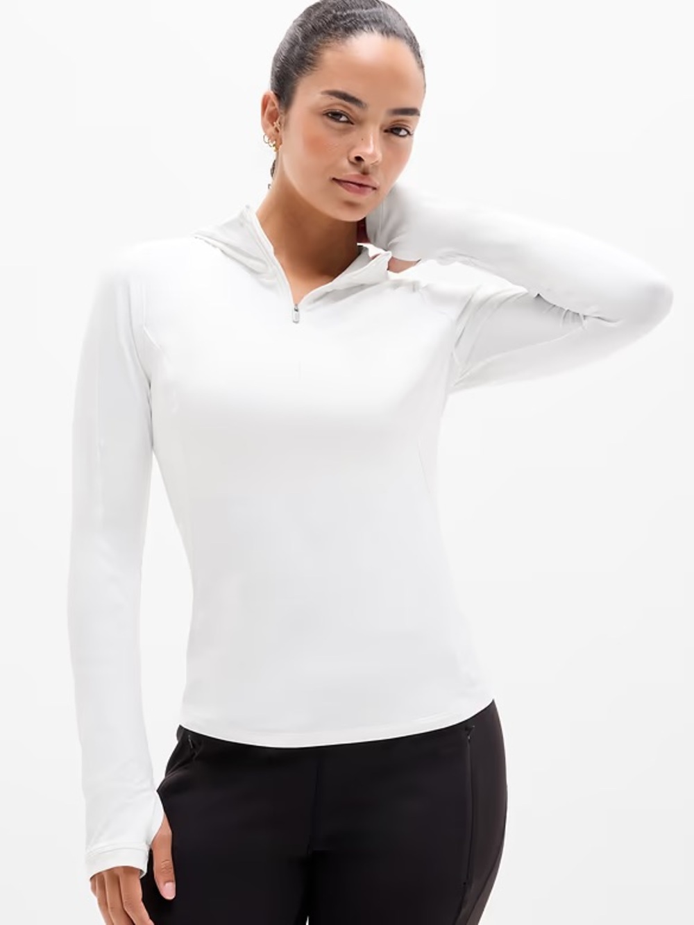 NWT Athleta Summit half zip hoodie in white